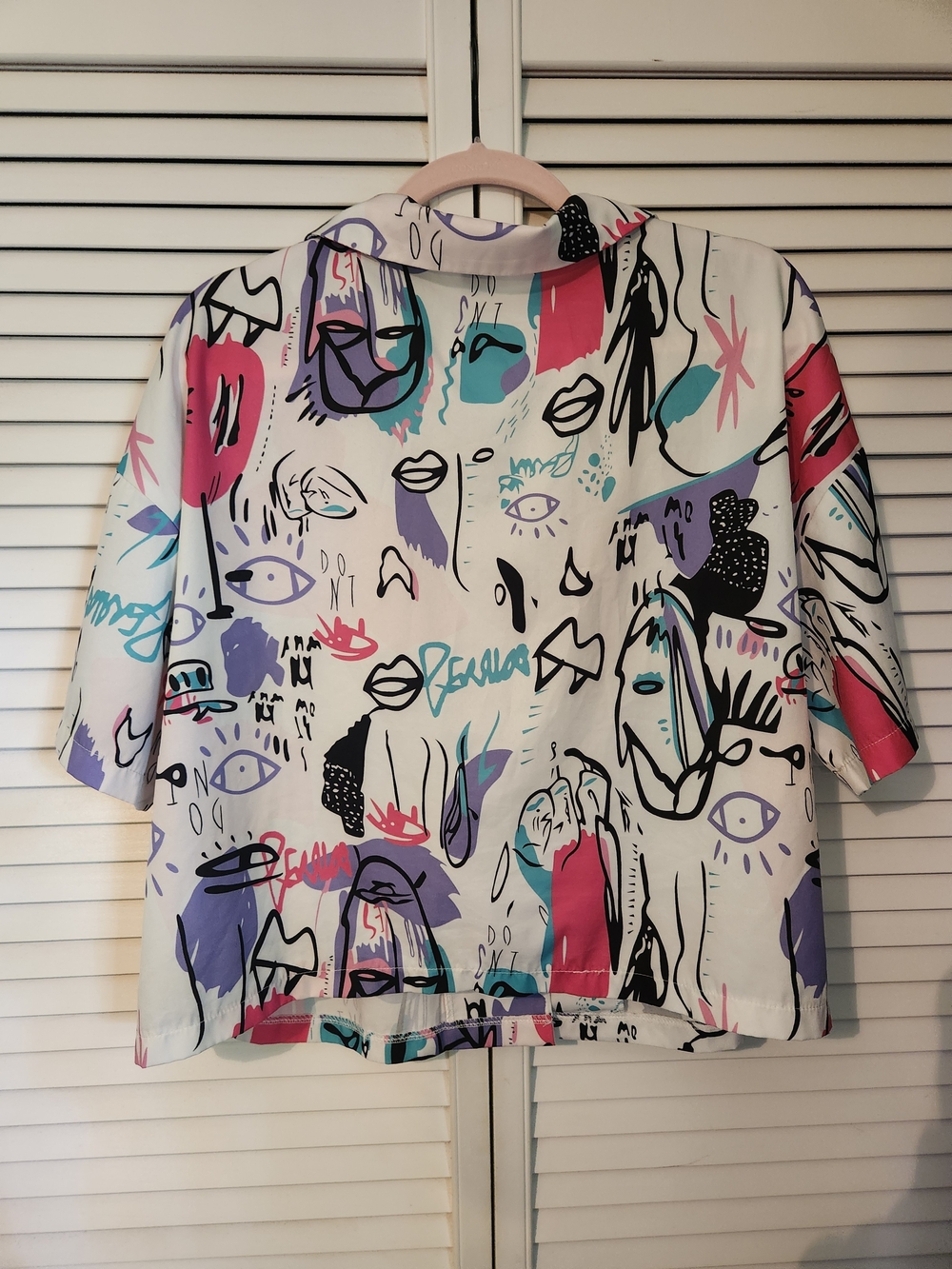 Funky Fun Button Down Crop Top - Picture 2 of 3